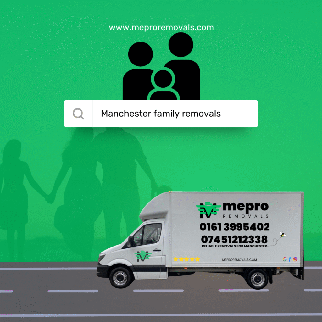 The Mepro Removals team carefully handling furniture during one of their Manchester family removals.
